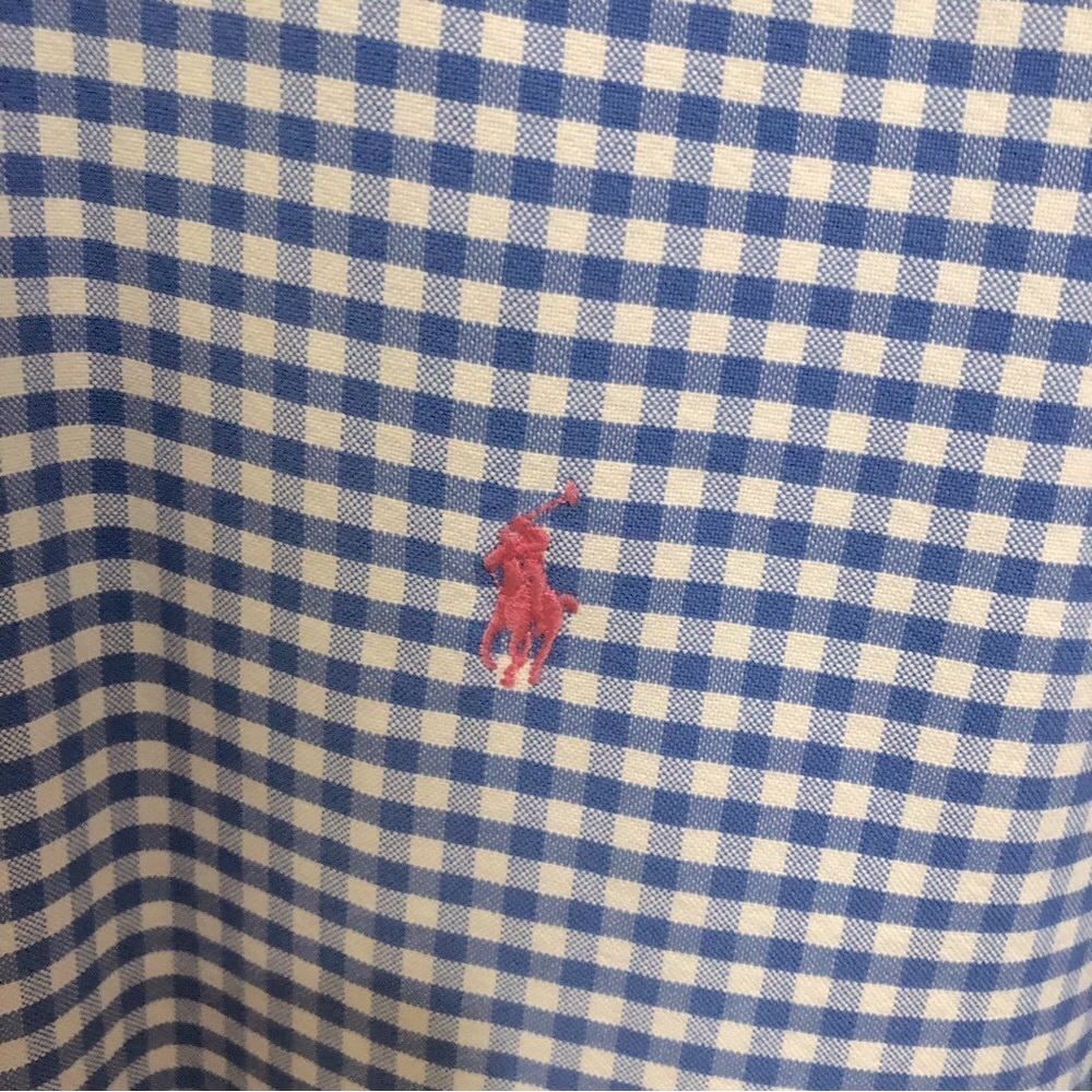 Ralph Lauren Blue & White Checked Print Long Sleeved Shirt - Size Medium 🌀 - Picture 2 of 6